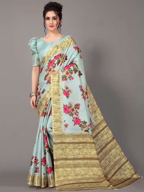floral mysore silk saree with blouse - 18627230 - Standard Image - 0