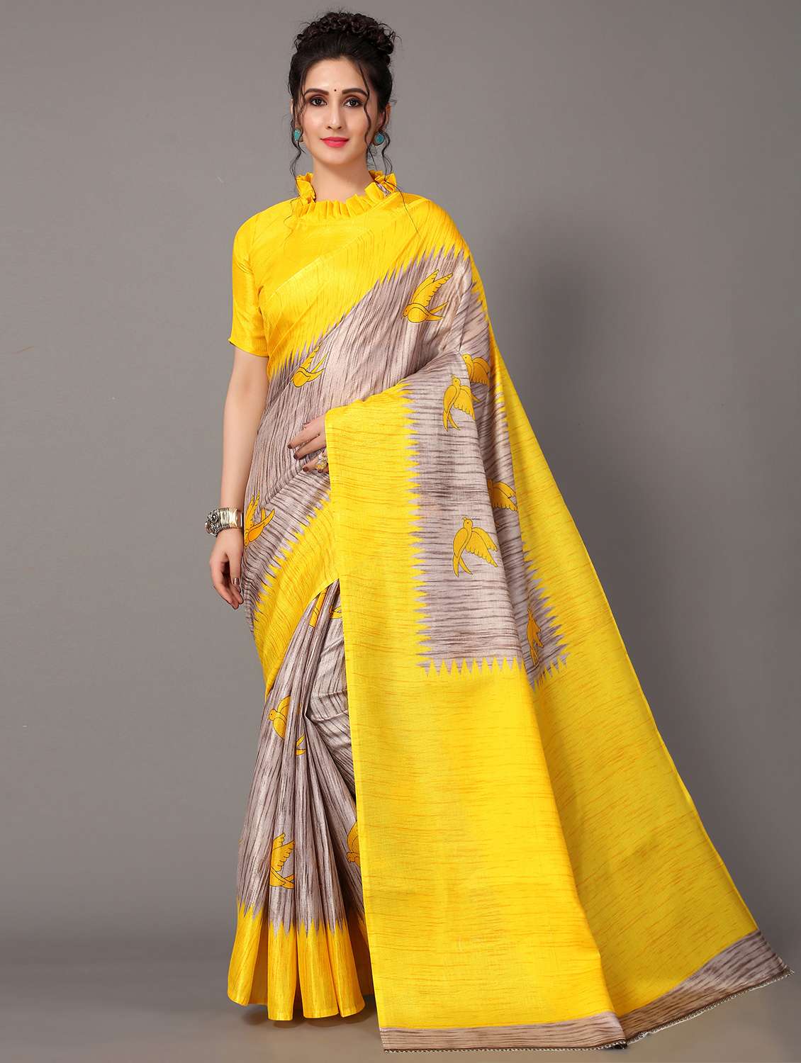 conversational print mysore silk saree - 18627240 -  Zoom Image - 0