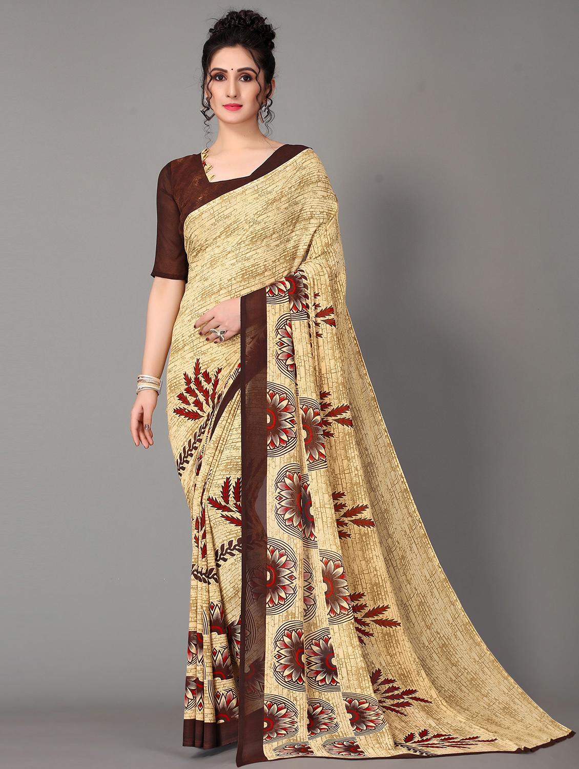 floral printed saree with blouse - 18627256 - Zoom Image - 0