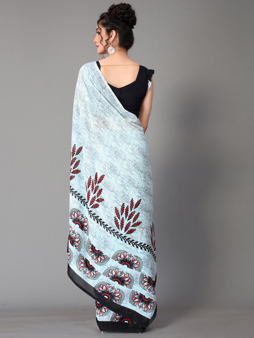 floral printed saree with blouse - 18627257 - Standard Image - 3