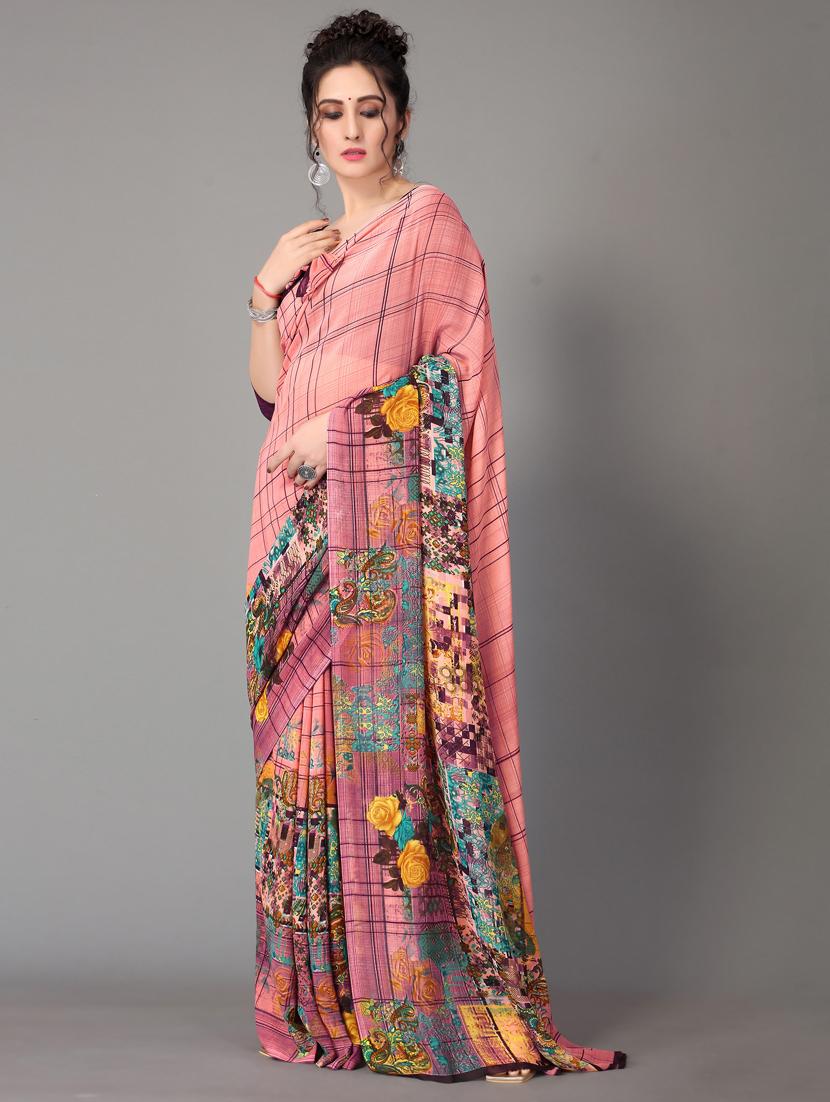 floral printed saree with blouse - 18627265 - Zoom Image - 0