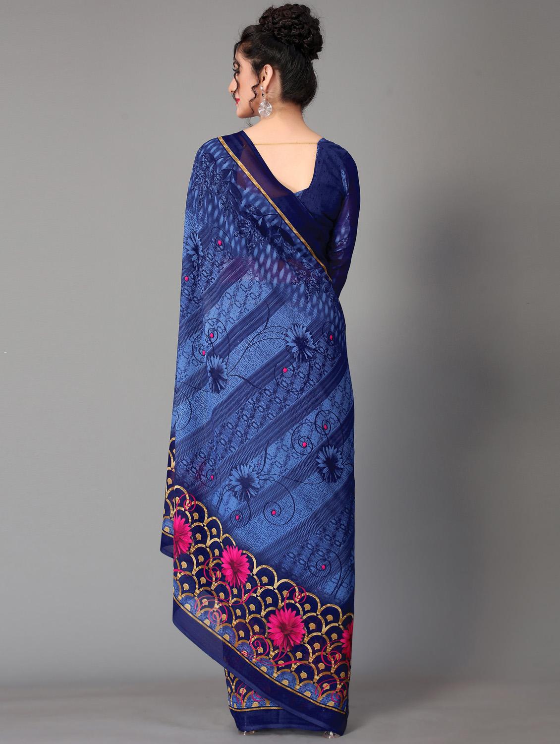floral printed saree with blouse - 18627269 - Standard Image - 3