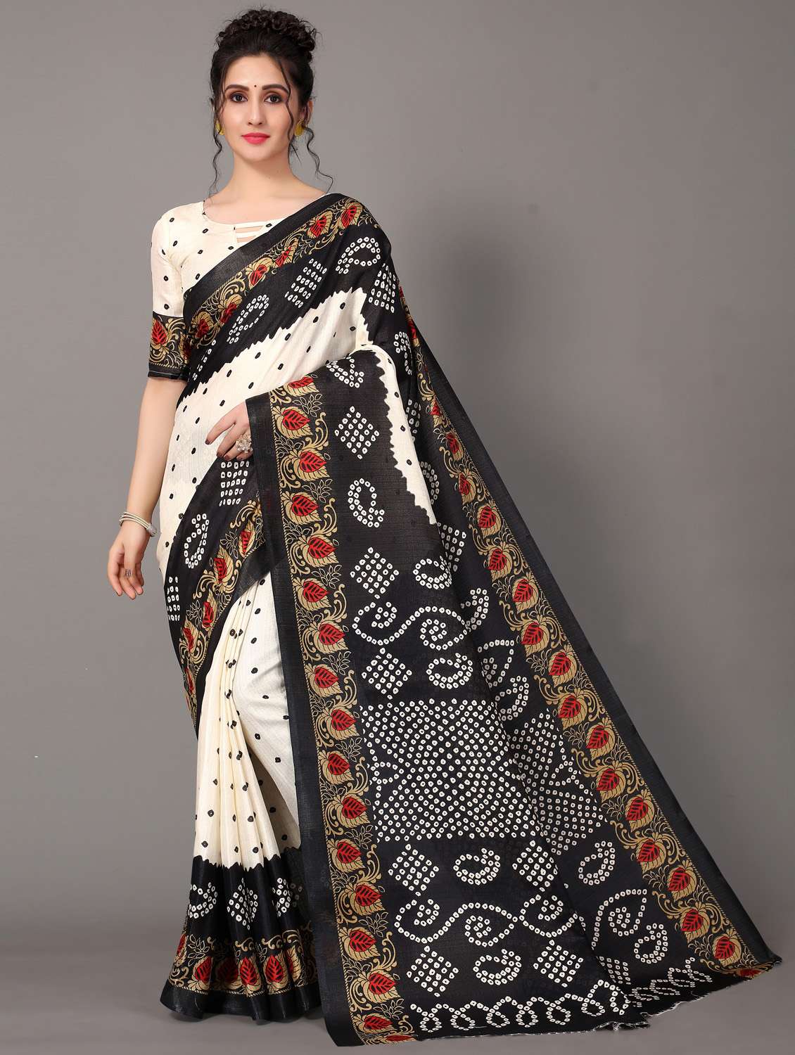 bandhani mysore silk saree - 18627273 -  Zoom Image - 0
