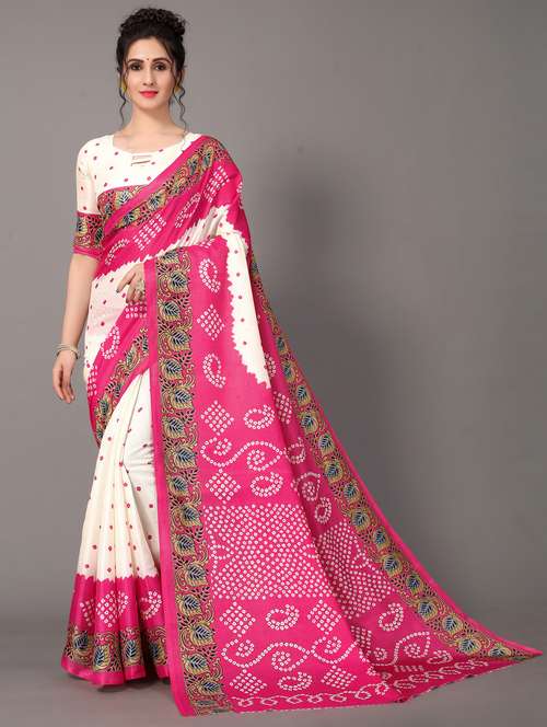 bandhani mysore silk saree with blouse - 18627276 -  Standard Image - 0