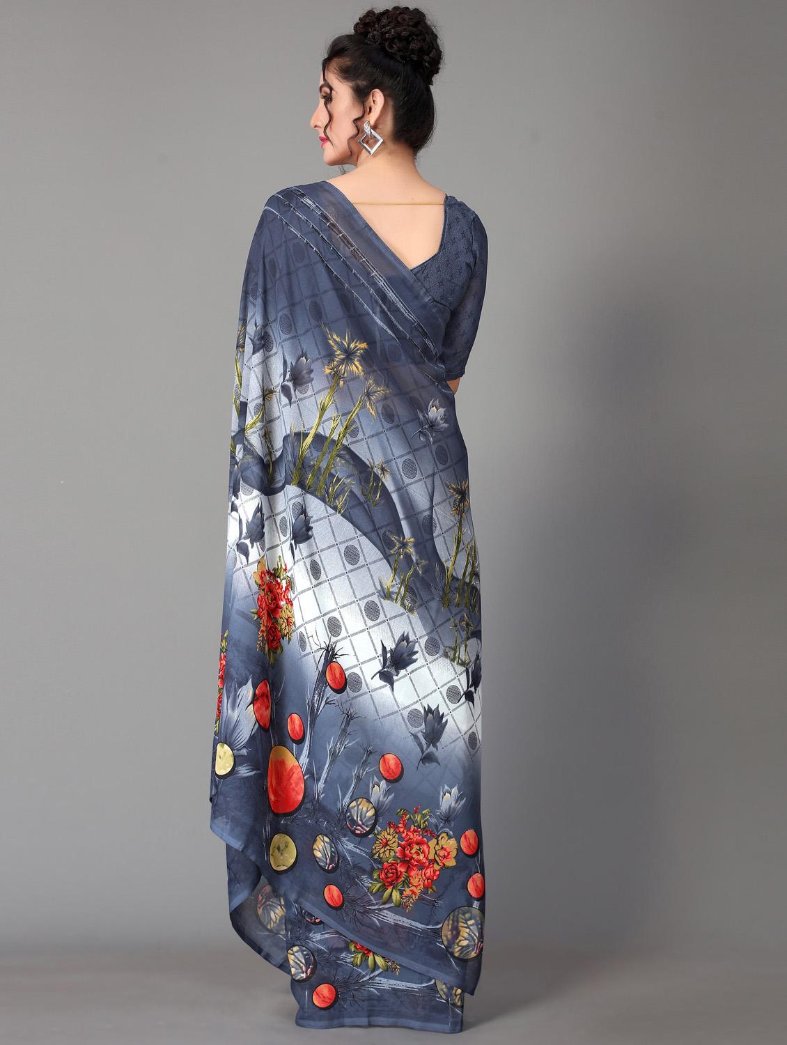 floral printed saree with blouse - 18627279 - Standard Image - 3