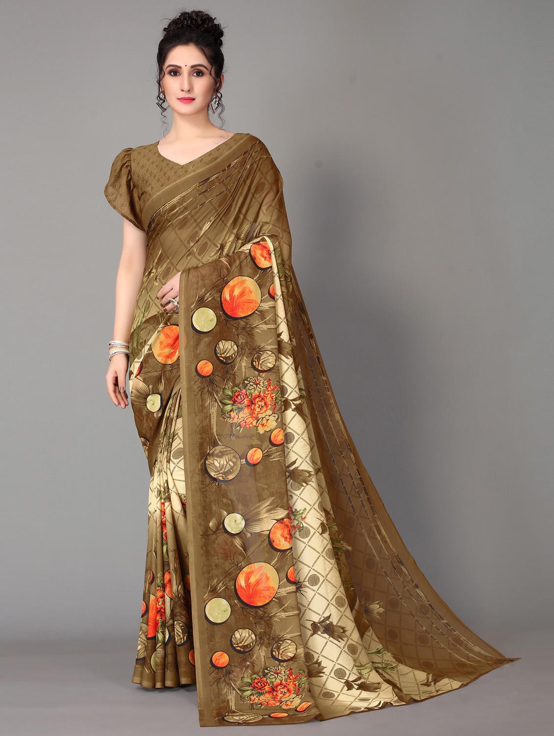 floral printed saree with blouse - 18627280 -  Zoom Image - 0