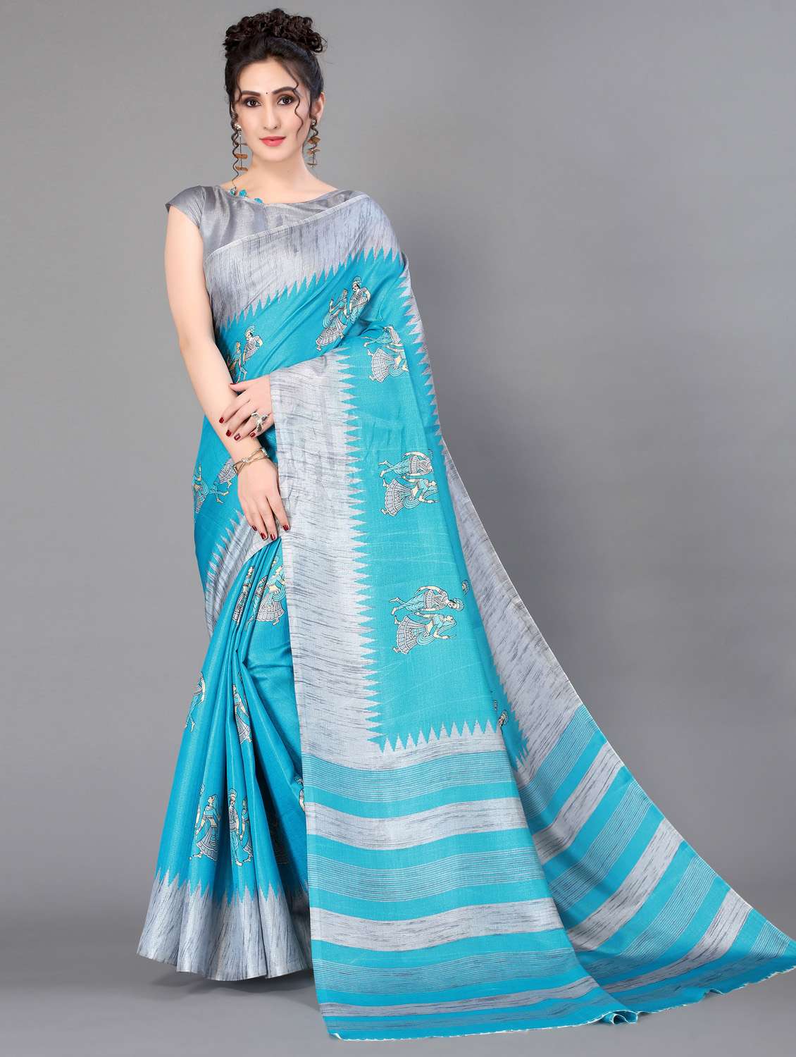 conversational print mysore silk saree with blouse - 18627308 -  Zoom Image - 0