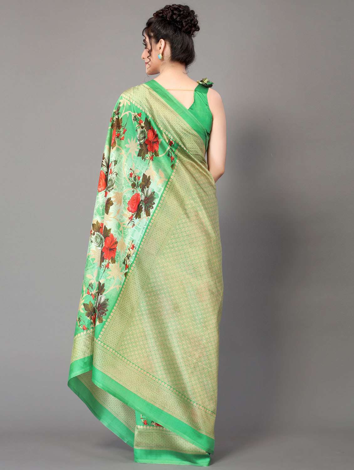 floral mysore silk saree with blouse - 18627324 - Standard Image - 3