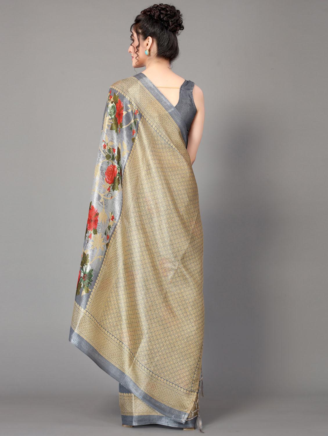 floral mysore silk saree with blouse - 18627325 - Standard Image - 3
