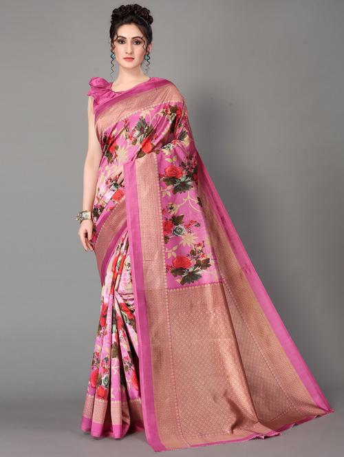 floral mysore silk saree with blouse - 18627328 - Standard Image - 0