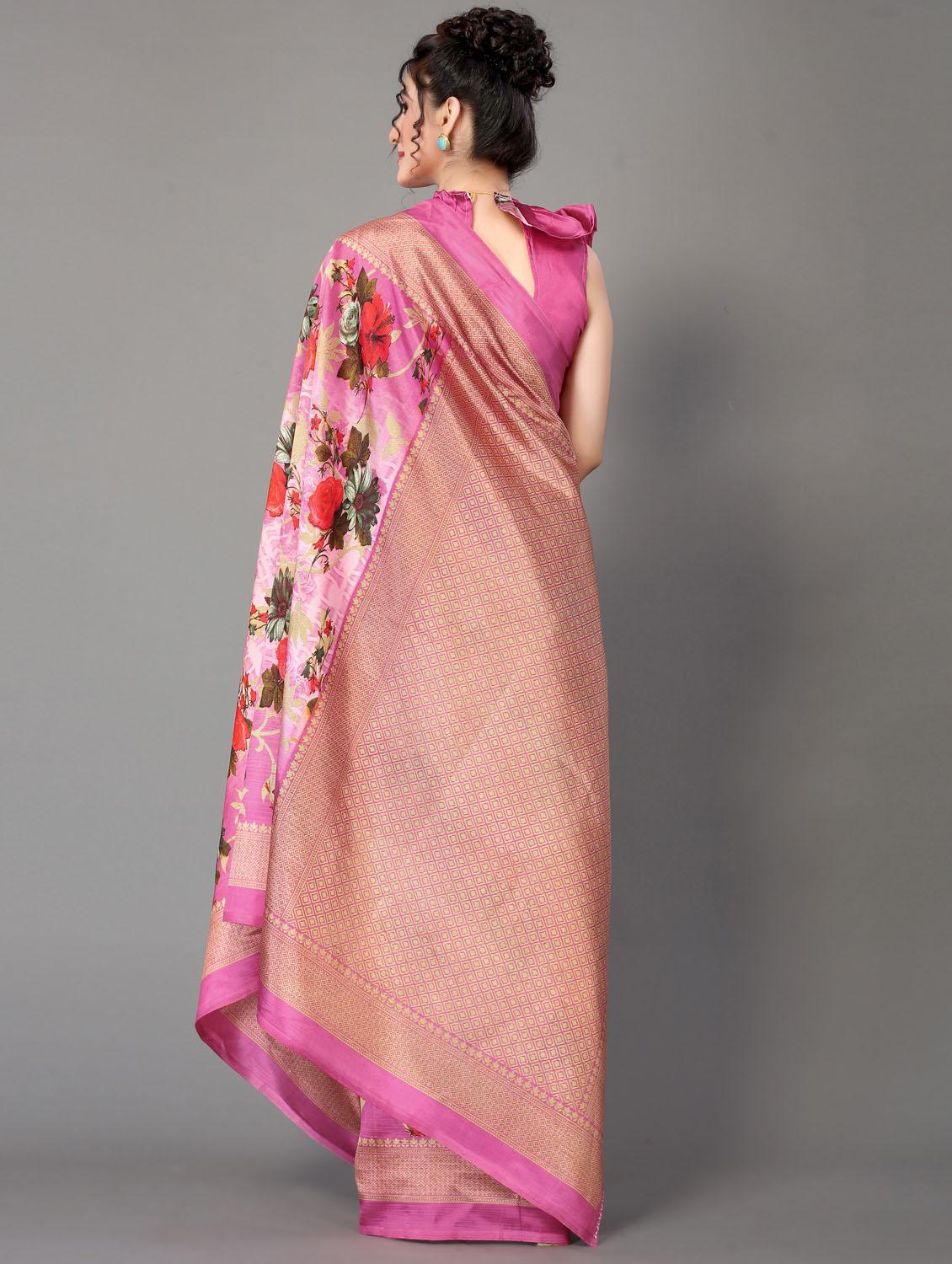 floral mysore silk saree with blouse - 18627328 - Standard Image - 3