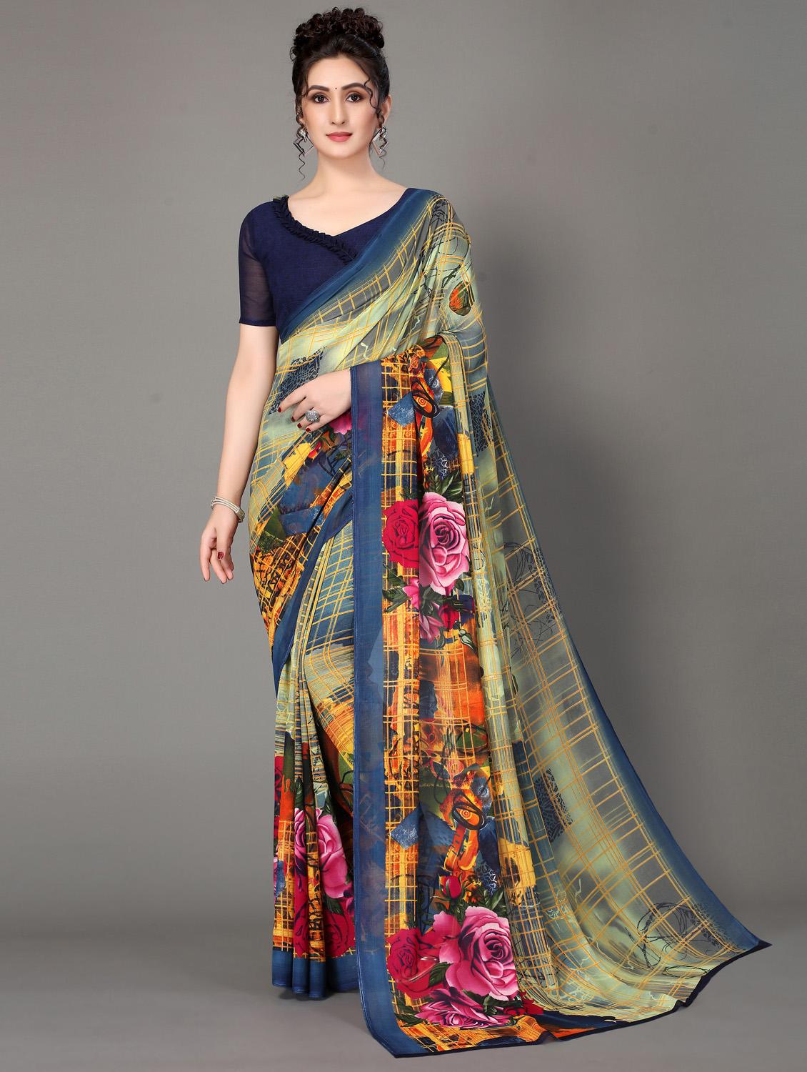 floral printed saree with blouse - 18627345 -  Zoom Image - 0