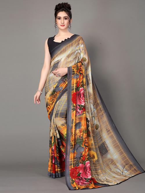 floral printed saree with blouse - 18627346 -  Standard Image - 0