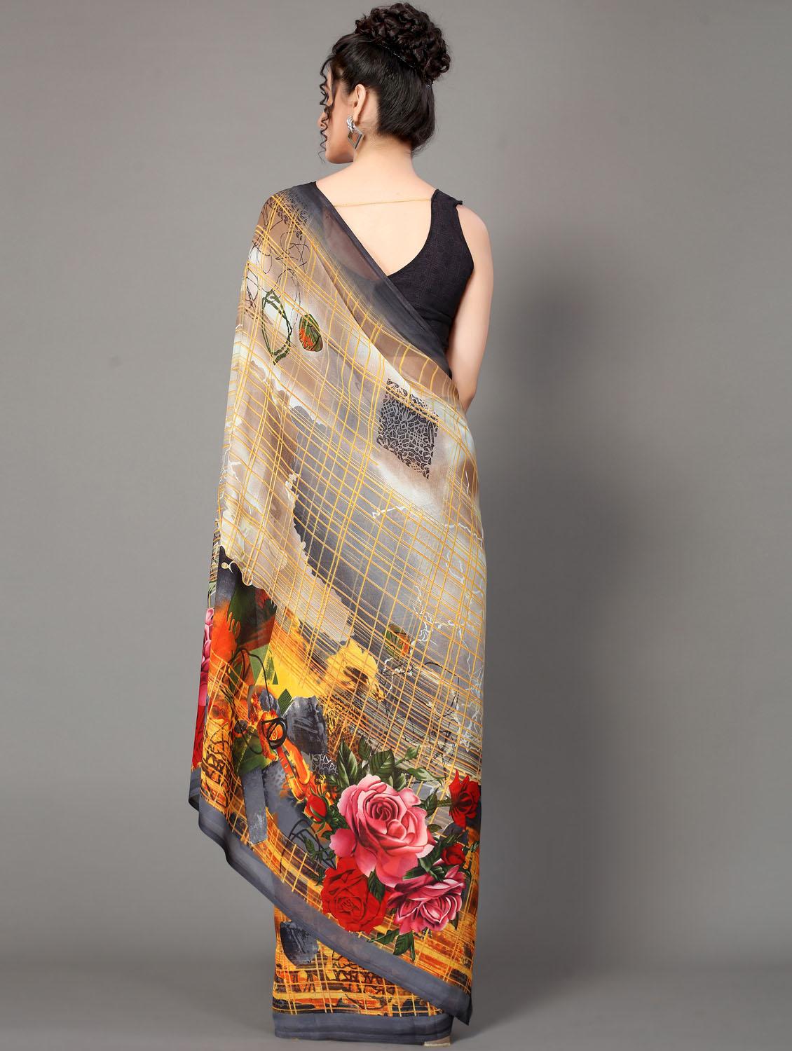 floral printed saree with blouse - 18627346 - Standard Image - 3