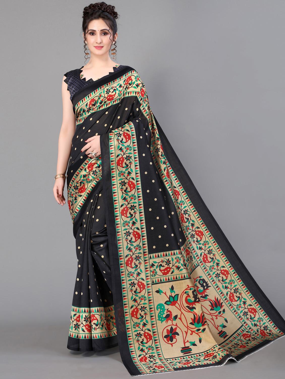 conversational print mysore silk saree with blouse - 18627369 - Zoom Image - 0
