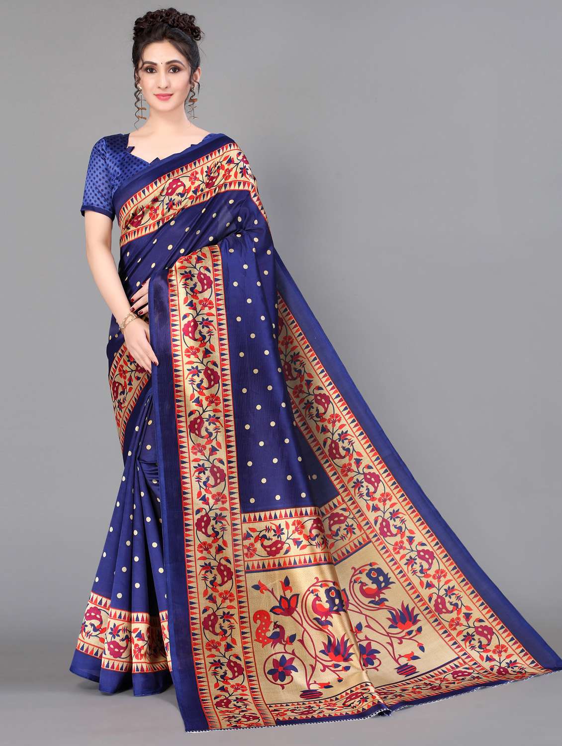 conversational print mysore silk saree with blouse - 18627370 - Zoom Image - 0