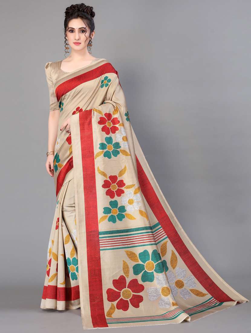 floral mysore silk saree with blouse - 18627372 - Zoom Image - 0