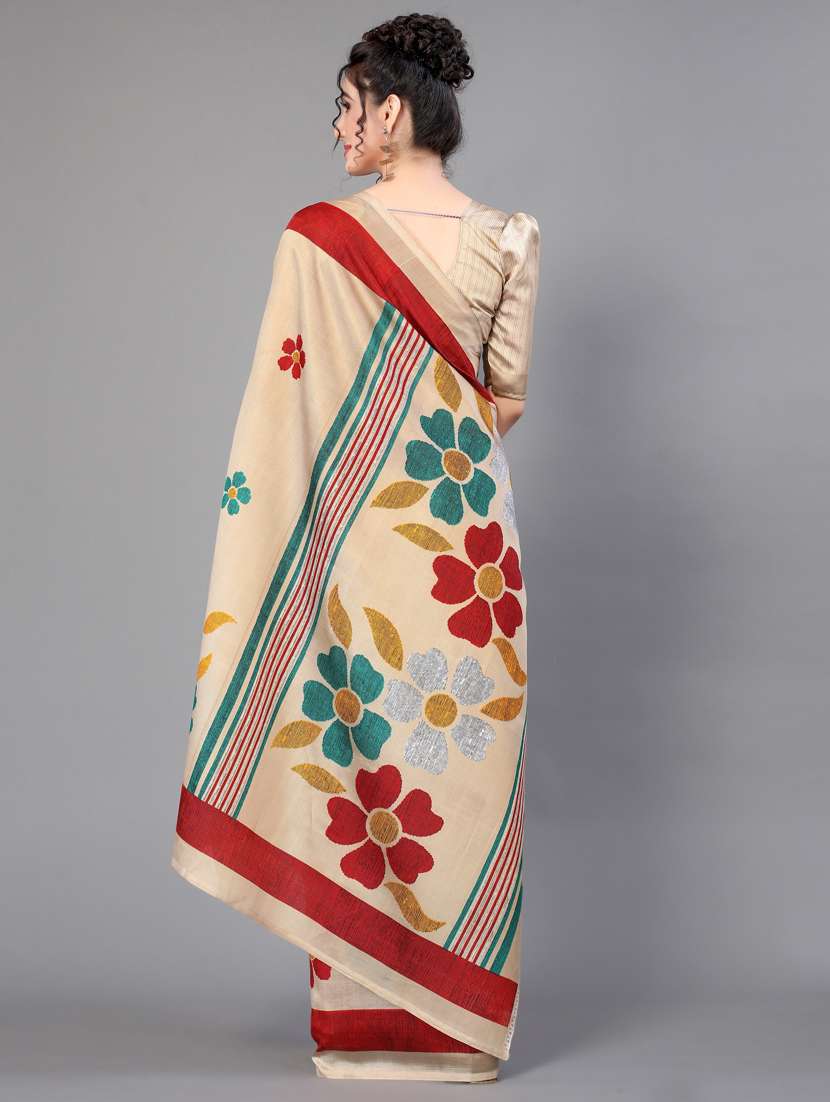 floral mysore silk saree with blouse - 18627372 - Standard Image - 3