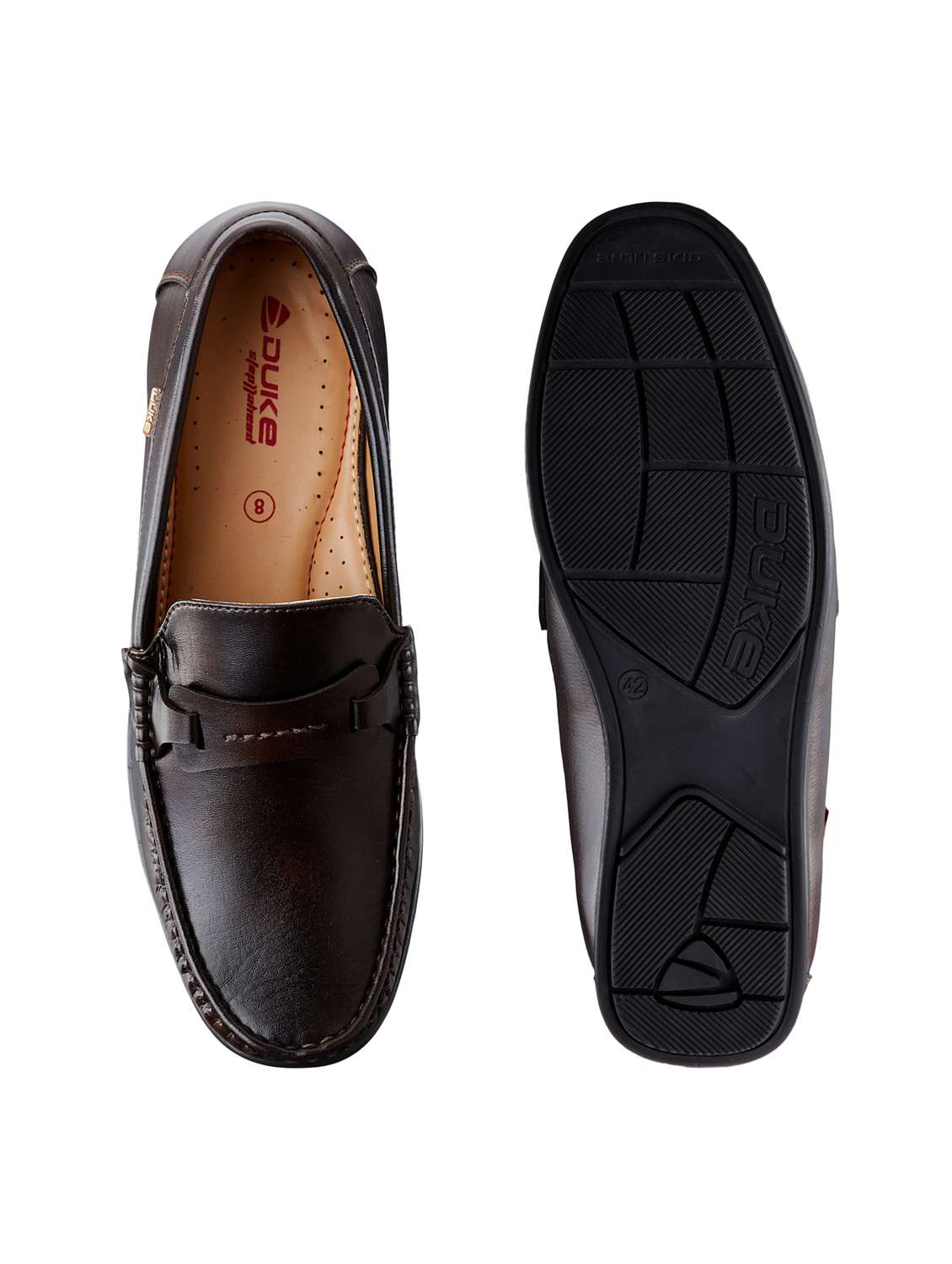 brown synthetic slip on loafers - 18627380 -  Standard Image - 3