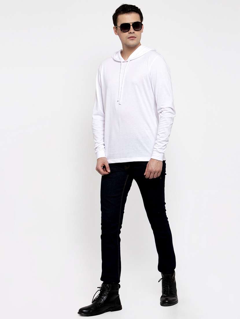 hooded neck solid t-shirt - 18628038 - Standard Image - 3