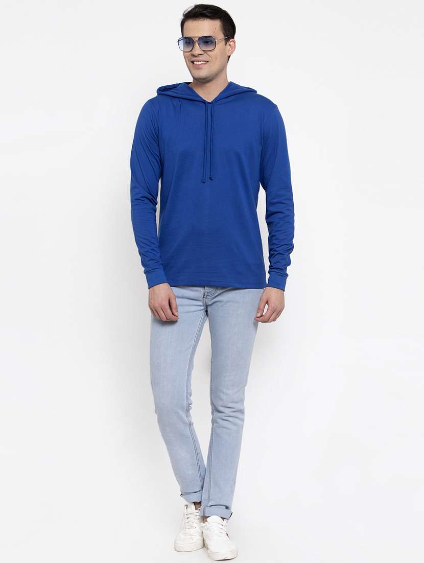 hooded neck solid t-shirt - 18628040 - Standard Image - 3