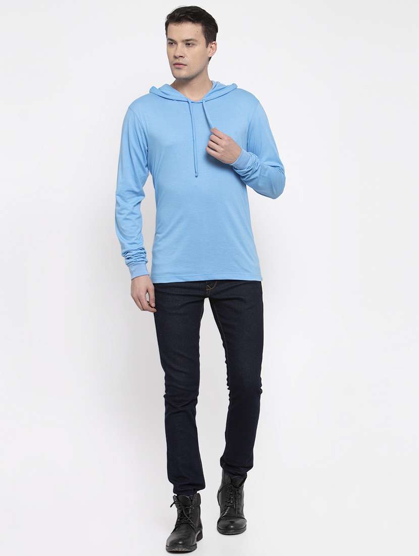 hooded neck solid t-shirt - 18628045 - Standard Image - 3