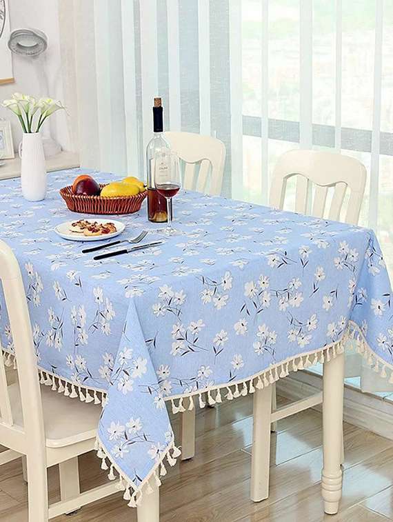 rectangle tablecloth cotton linen table cloth dust-proof  (140x180cm, blue daisy)