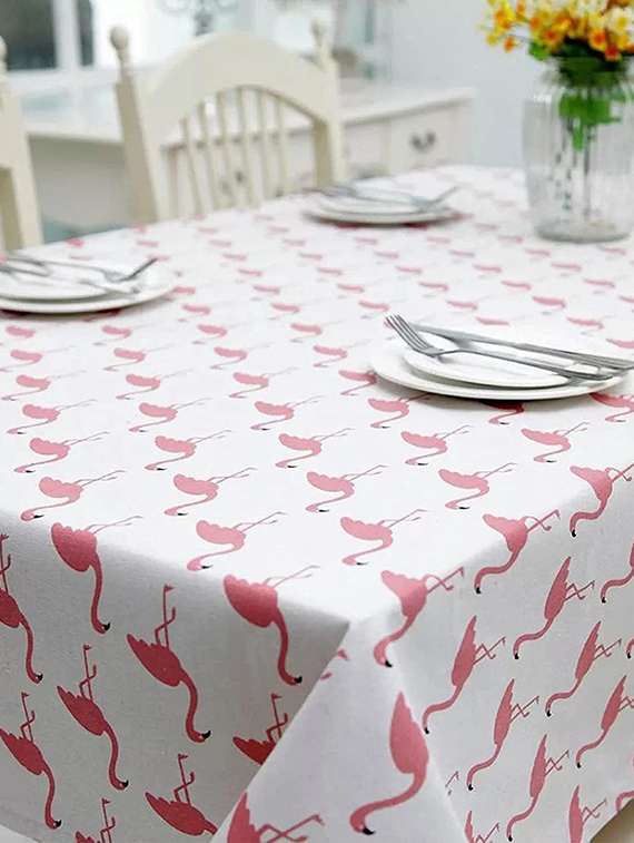 rectangle tablecloth cotton linen table cloth dust-proof  (140x180cm, blue daisy) - 18629095 -  Standard Image - 3