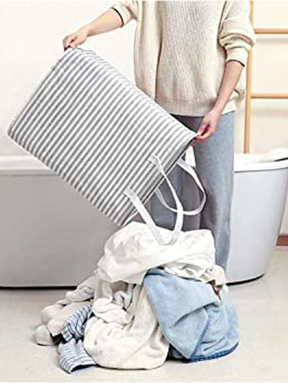striped laundry storage basket - 18629115 -  Standard Image - 3