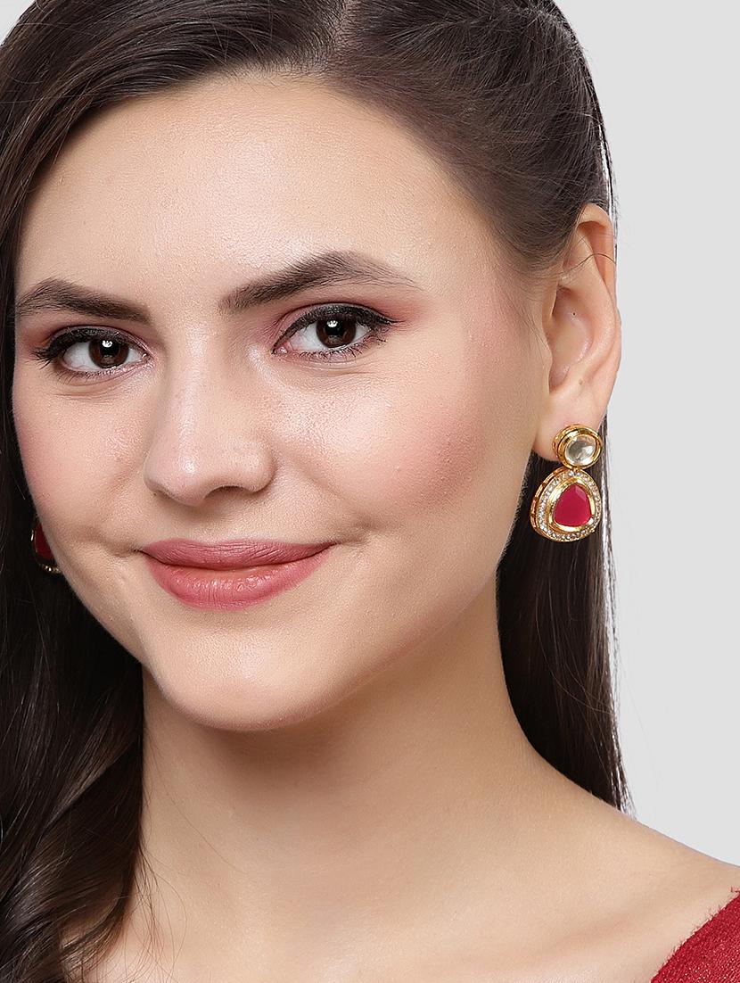 gold plated drop earring - 18632953 - Standard Image - 3