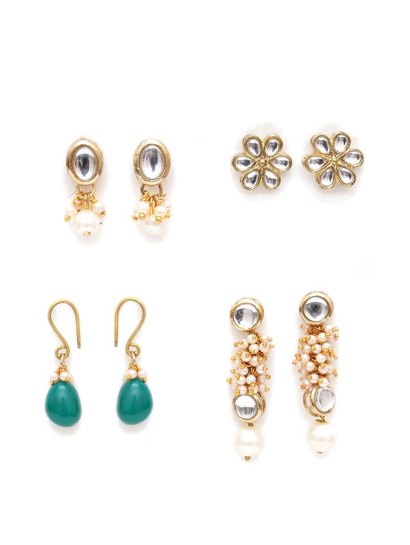 set of 4 gold plated earring