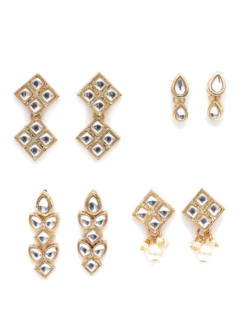 set of 4 gold plated earring