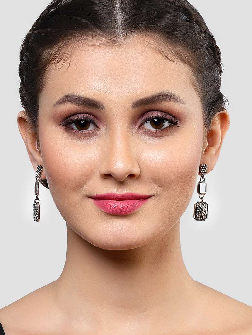 silver plated drop earring - 18633155 - Standard Image - 3