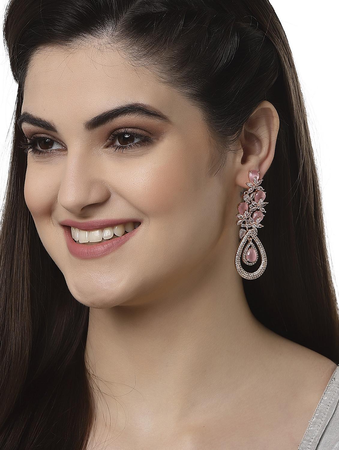 pink metal earring - 18633282 - Standard Image - 3