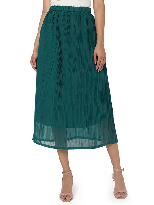 green georgette pleated skirts - 18633509 - Standard Image - 0