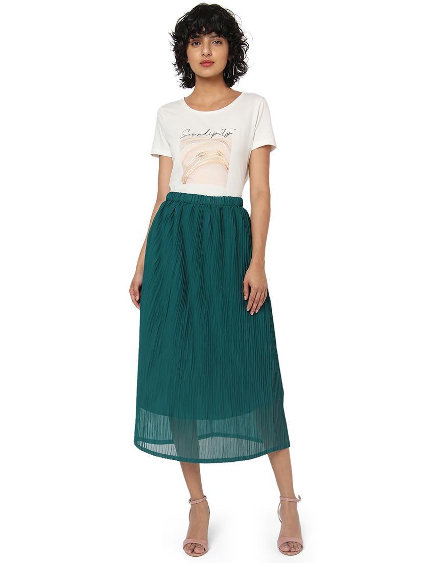 green georgette pleated skirts - 18633509 - Standard Image - 3