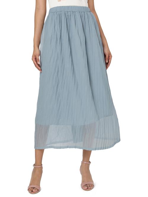 blue georgette pleated skirts - 18633510 - Standard Image - 0