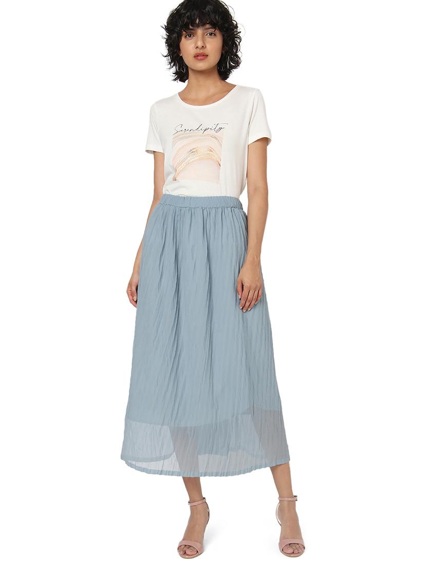 blue georgette pleated skirts - 18633510 - Standard Image - 3