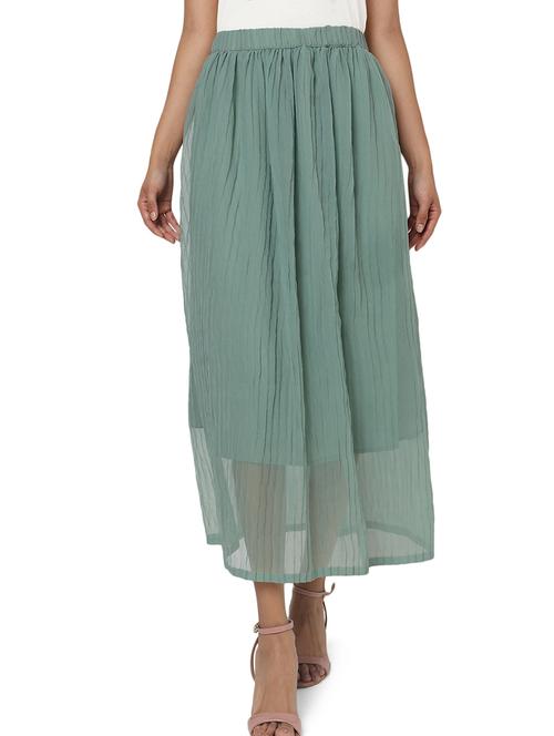 olive georgette pleated skirts - 18633511 -  Standard Image - 0