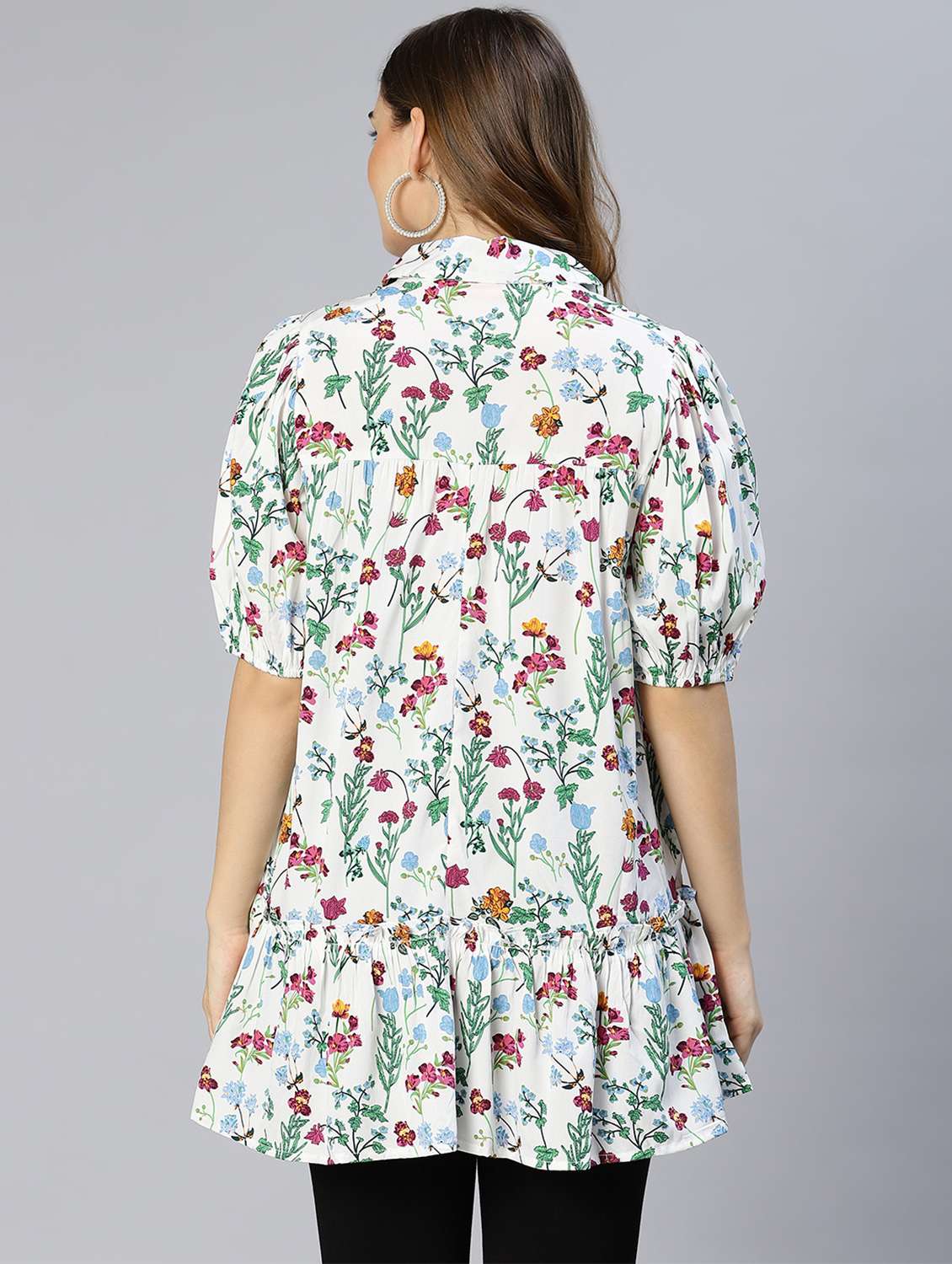 shirt collar printed regular tunic - 18633638 - Standard Image - 3