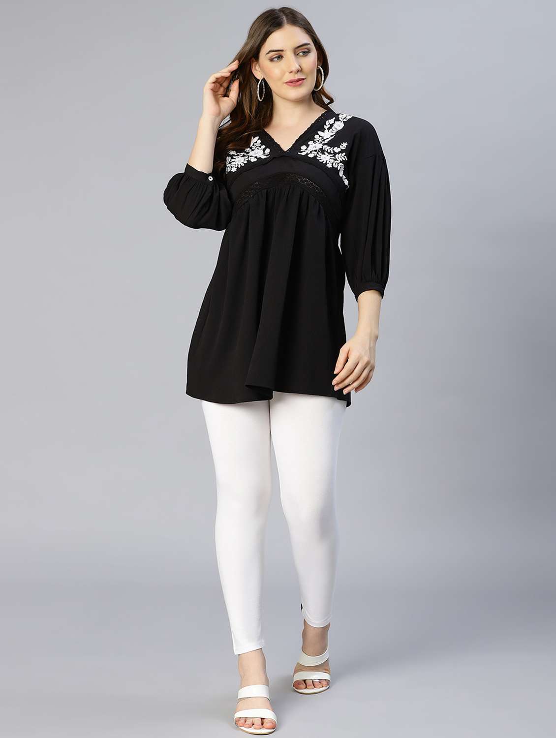 v-neck embroidered regular tunic - 18633639 -  Standard Image - 5