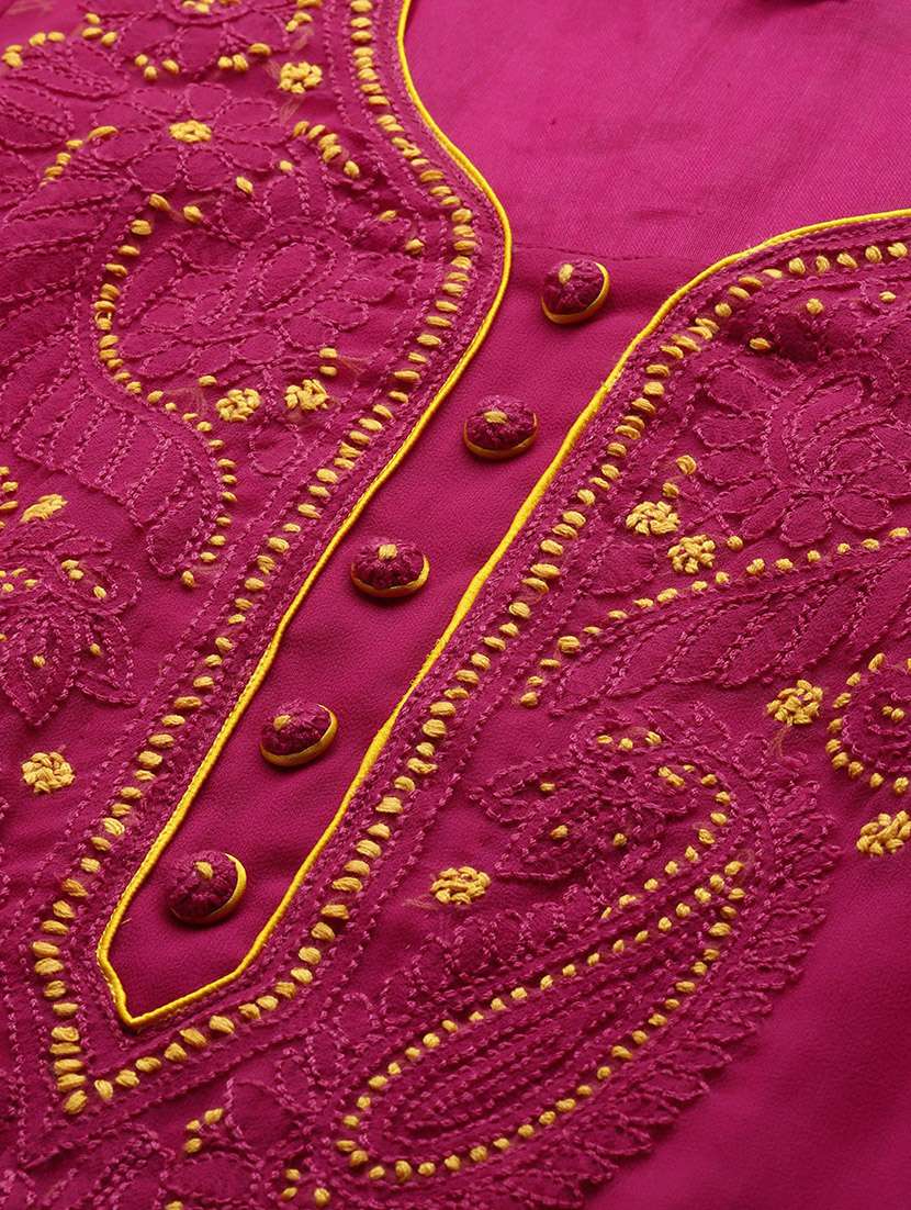 ada hand-embroidered magenta chikankari unstitched suit set - 18633686 - Standard Image - 5