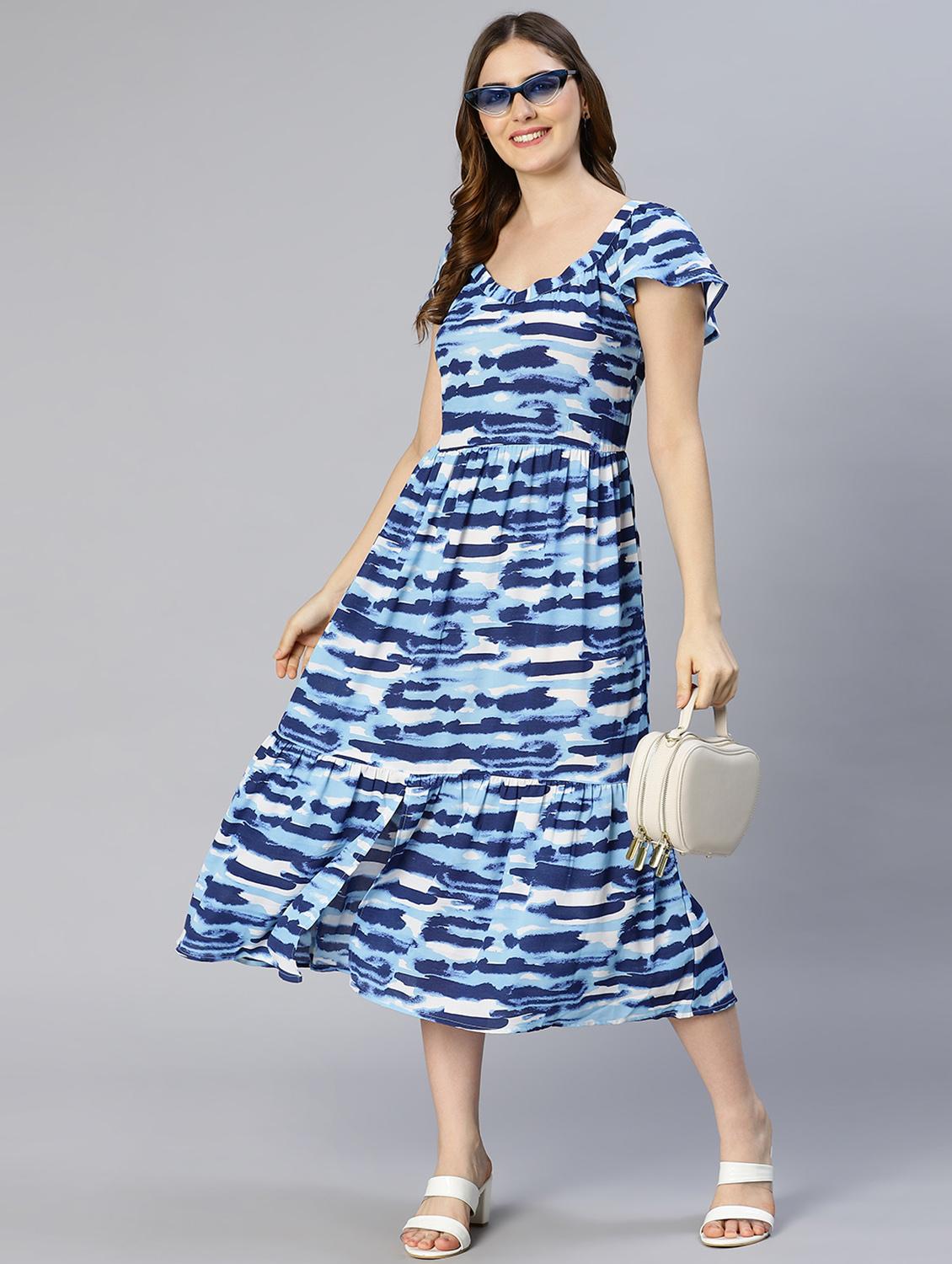 women's tiered dress color block dress - 18633955 - Standard Image - 5