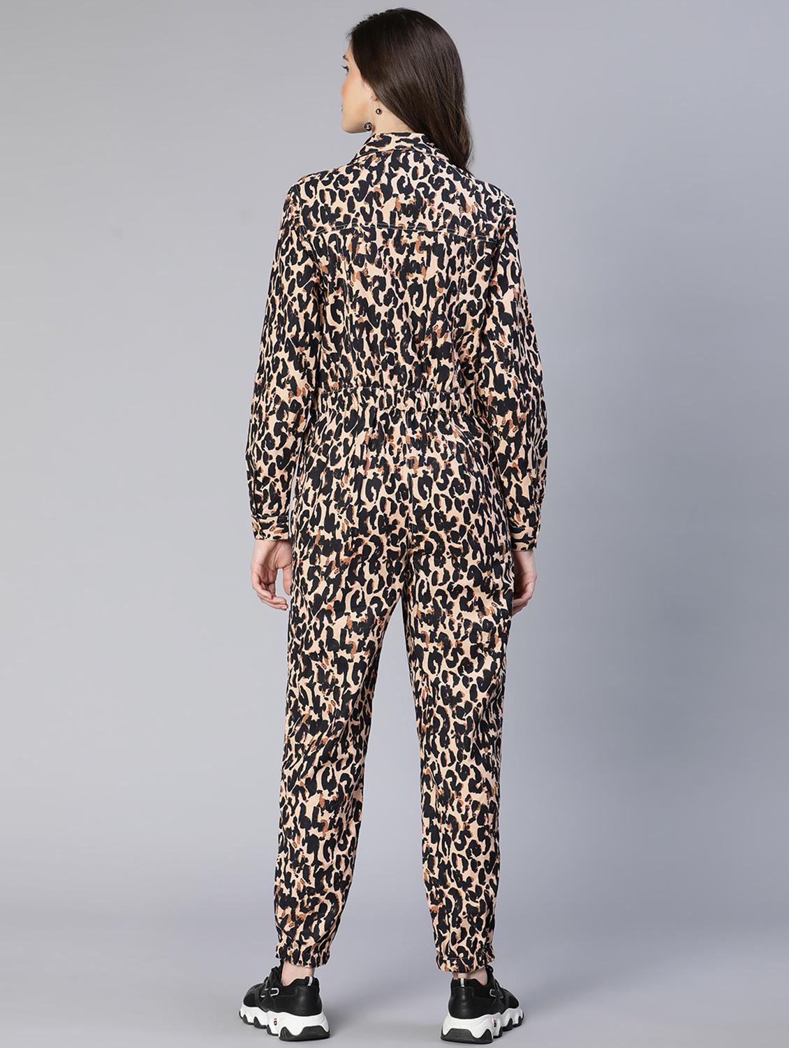 lapel neck printed full leg jumpsuit - 18634458 - Standard Image - 5