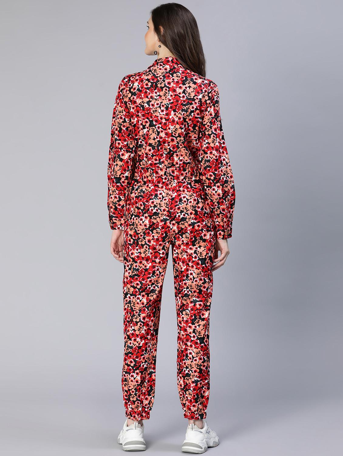 lapel neck printed full leg jumpsuit - 18634459 - Standard Image - 5