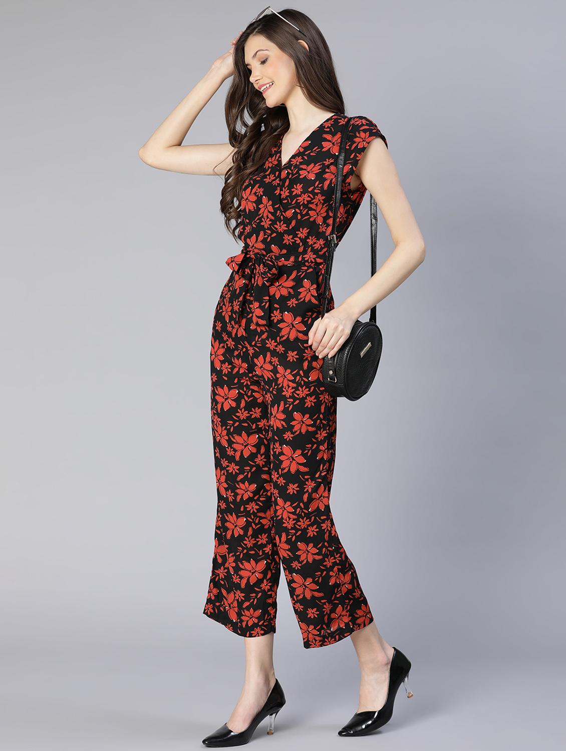 v-neck printed full leg jumpsuit - 18634466 - Standard Image - 5