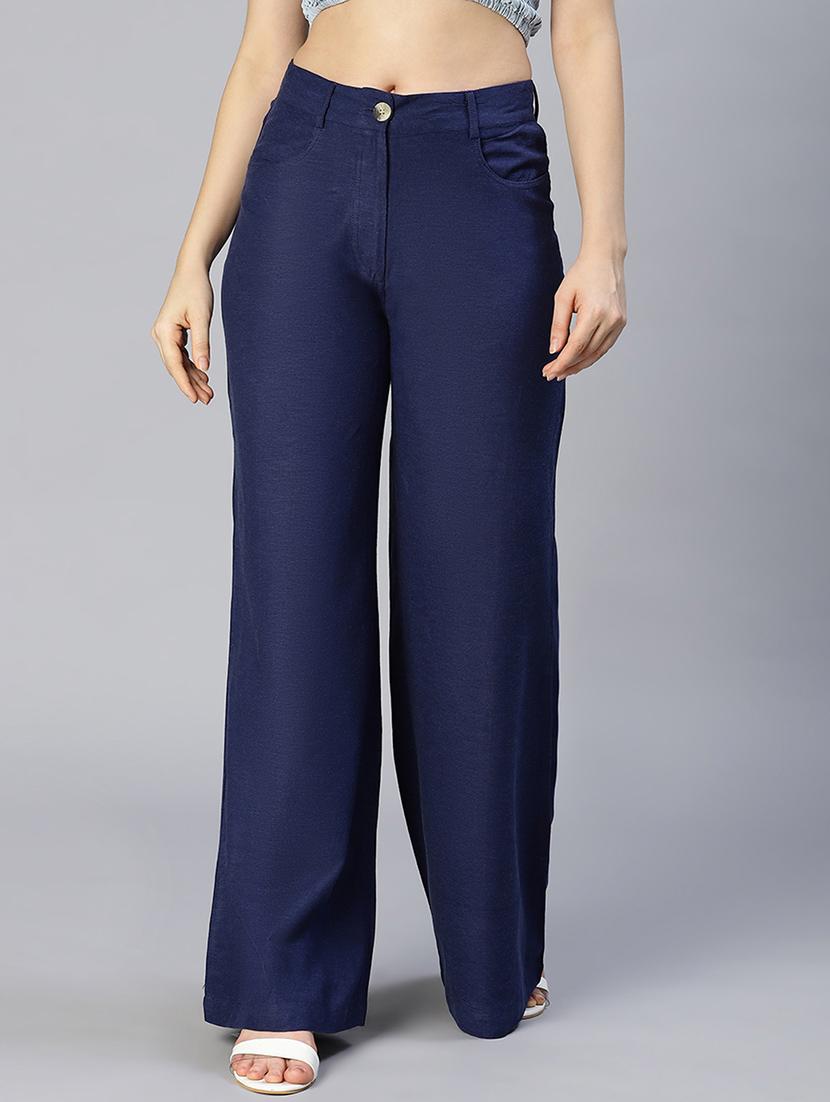 mid rise solid wide leg trouser - 18634529 - Zoom Image - 0