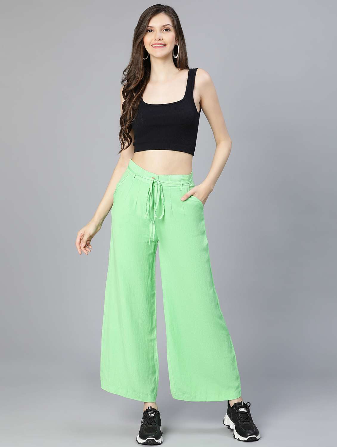 solid green pleated trouser - 18634531 - Standard Image - 5