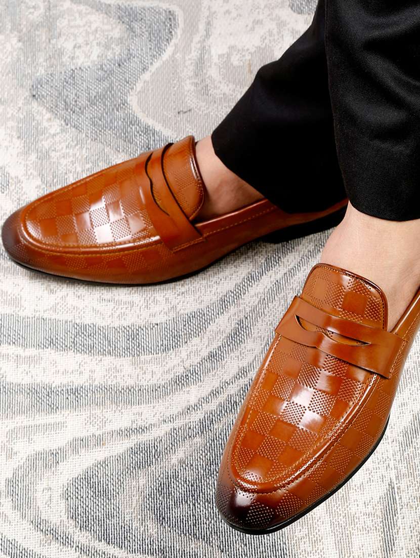 mens tan slip on loafer