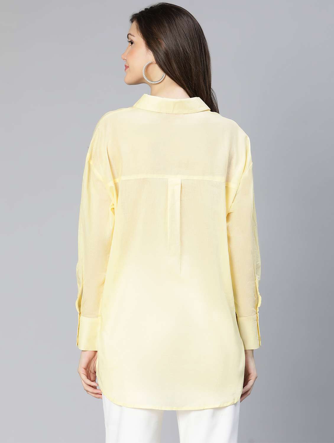 yellow solid regular shirt - 18634642 -  Standard Image - 3